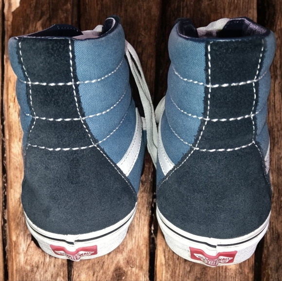 Vans Men's High-Top Sneakers - Navy and White. Van SK8 HI - Picture 3 of 5